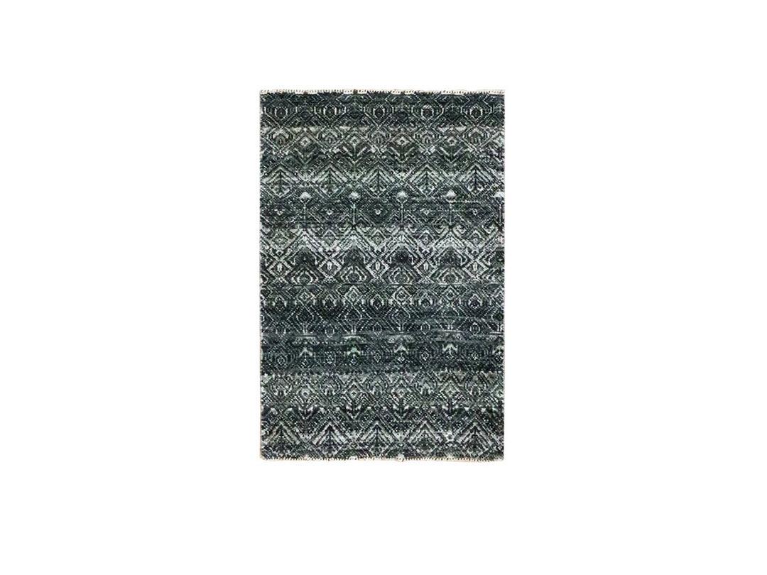 2'0" x 2'11" New Hand Knotted Grey Wool Rectangle Oriental Rug - MOA10276158