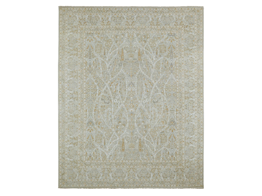12'0" x 15'1" New Hand Knotted Grey Wool Rectangle Oriental Rug - MOA10276159
