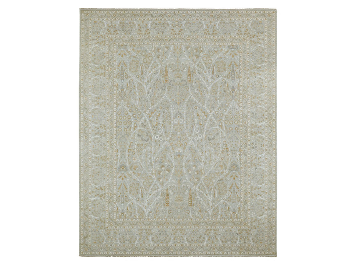 12'0" x 15'1" New Hand Knotted Grey Wool Rectangle Oriental Rug - MOA10276159