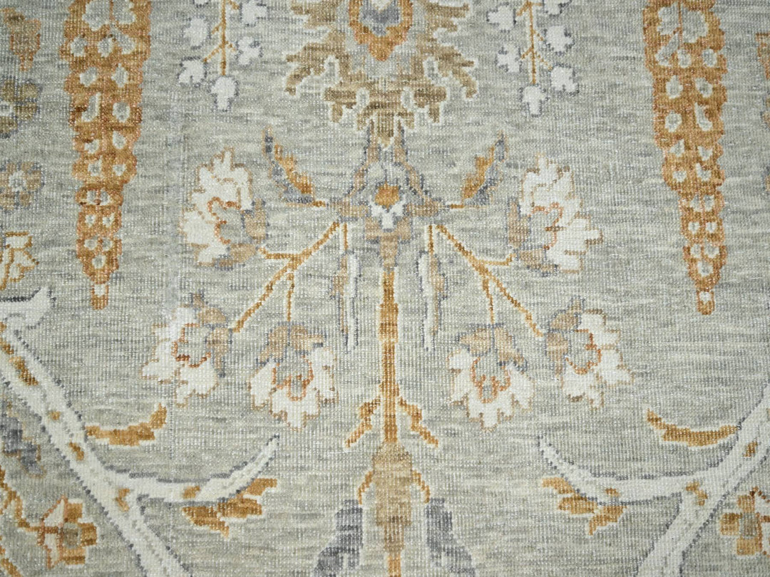 12'0" x 15'1" New Hand Knotted Grey Wool Rectangle Oriental Rug - MOA10276159