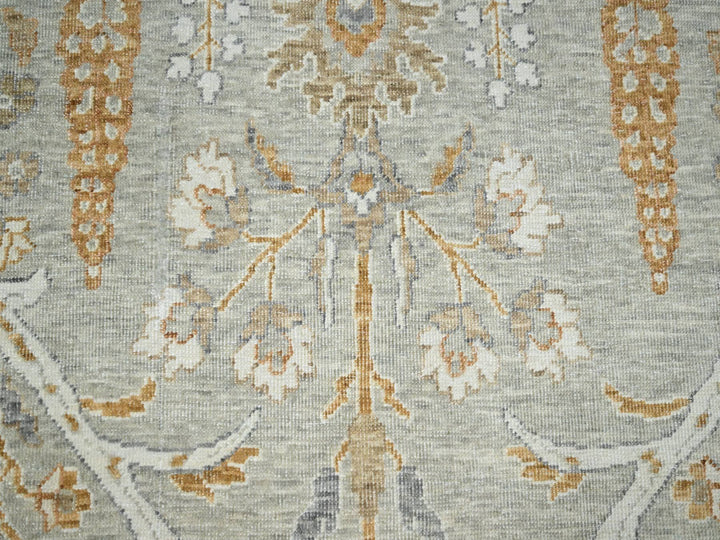 12'0" x 15'1" New Hand Knotted Grey Wool Rectangle Oriental Rug - MOA10276159