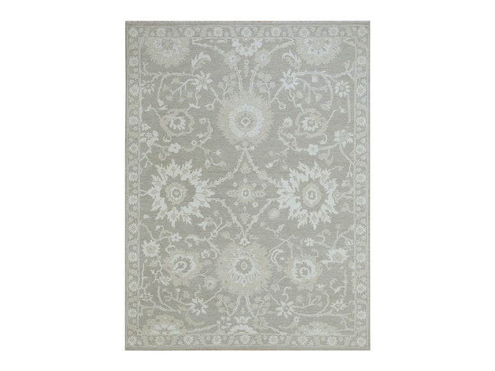 9'1" x 12'3" New Hand Knotted Grey Wool Rectangle Oriental Rug - MOA10276163