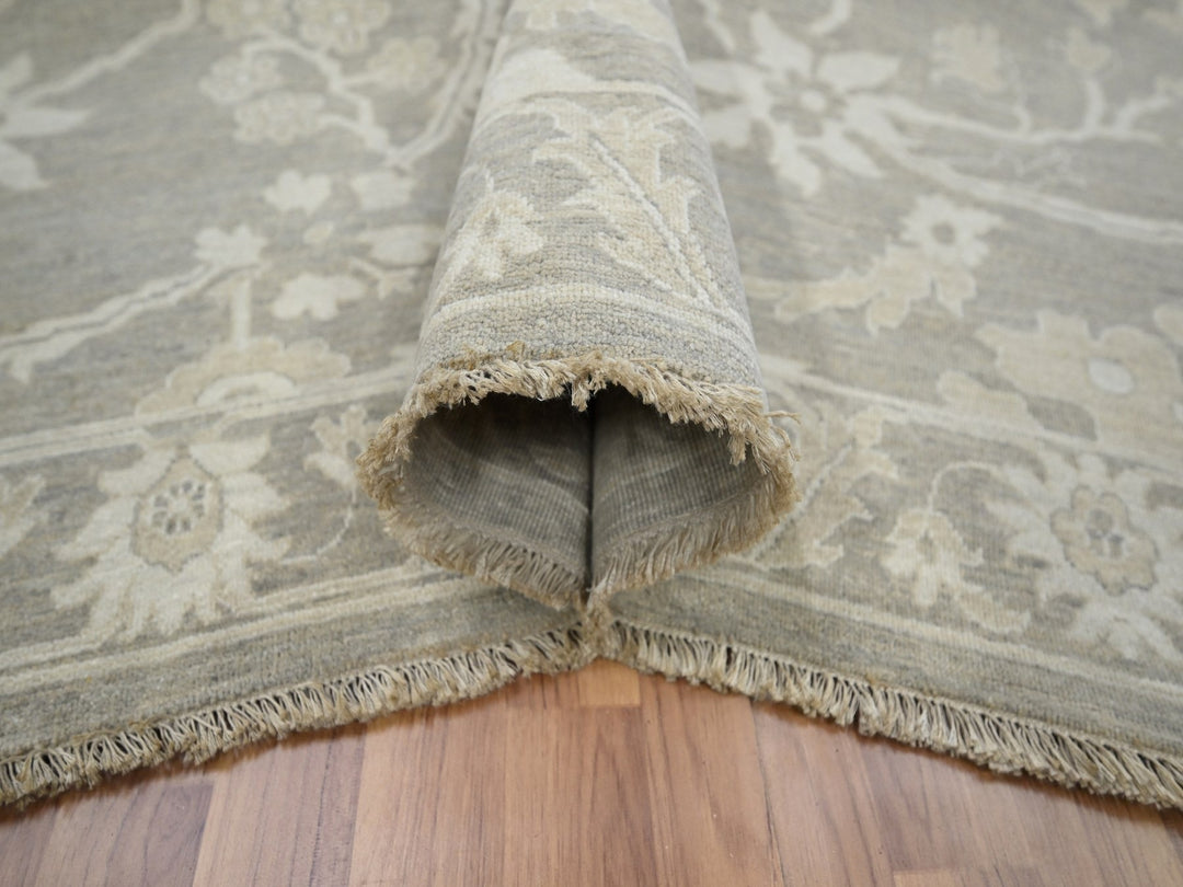 9'1" x 12'3" New Hand Knotted Grey Wool Rectangle Oriental Rug - MOA10276163