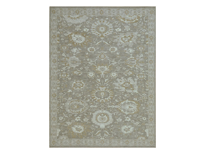 8'11" x 11'10" New Hand Knotted Grey Wool Rectangle Oriental Rug - MOA10276164