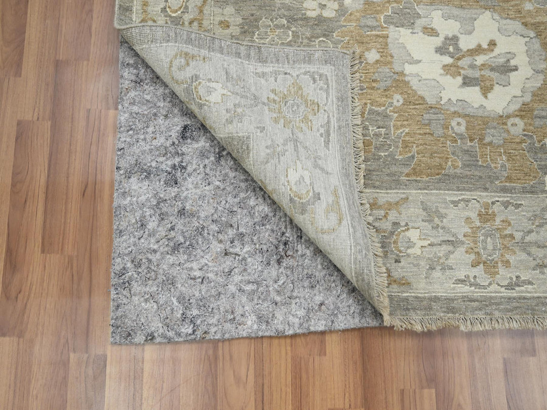 8'11" x 11'10" New Hand Knotted Grey Wool Rectangle Oriental Rug - MOA10276164