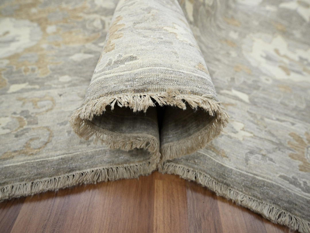 8'11" x 11'10" New Hand Knotted Grey Wool Rectangle Oriental Rug - MOA10276164