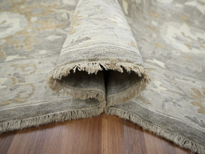 8'11" x 11'10" New Hand Knotted Grey Wool Rectangle Oriental Rug - MOA10276164