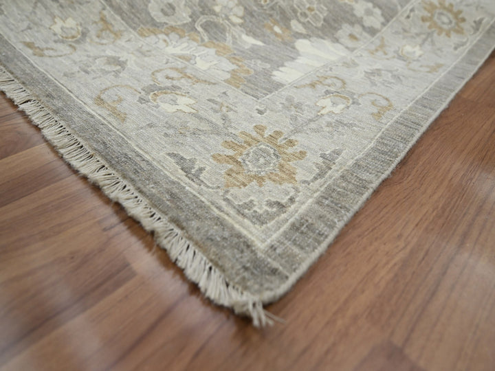 8'11" x 11'10" New Hand Knotted Grey Wool Rectangle Oriental Rug - MOA10276164