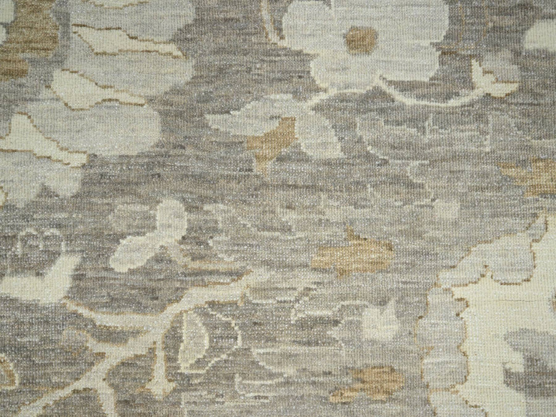 8'11" x 11'10" New Hand Knotted Grey Wool Rectangle Oriental Rug - MOA10276164