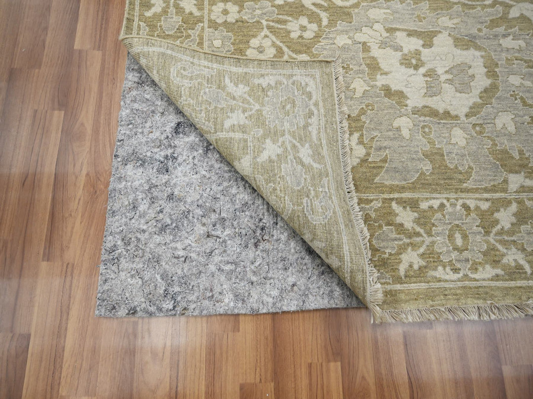 9'0" x 12'0" New Hand Knotted Green Wool Rectangle Oriental Rug - MOA10276165