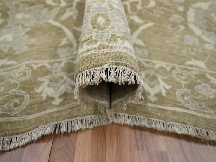 9'0" x 12'0" New Hand Knotted Green Wool Rectangle Oriental Rug - MOA10276165