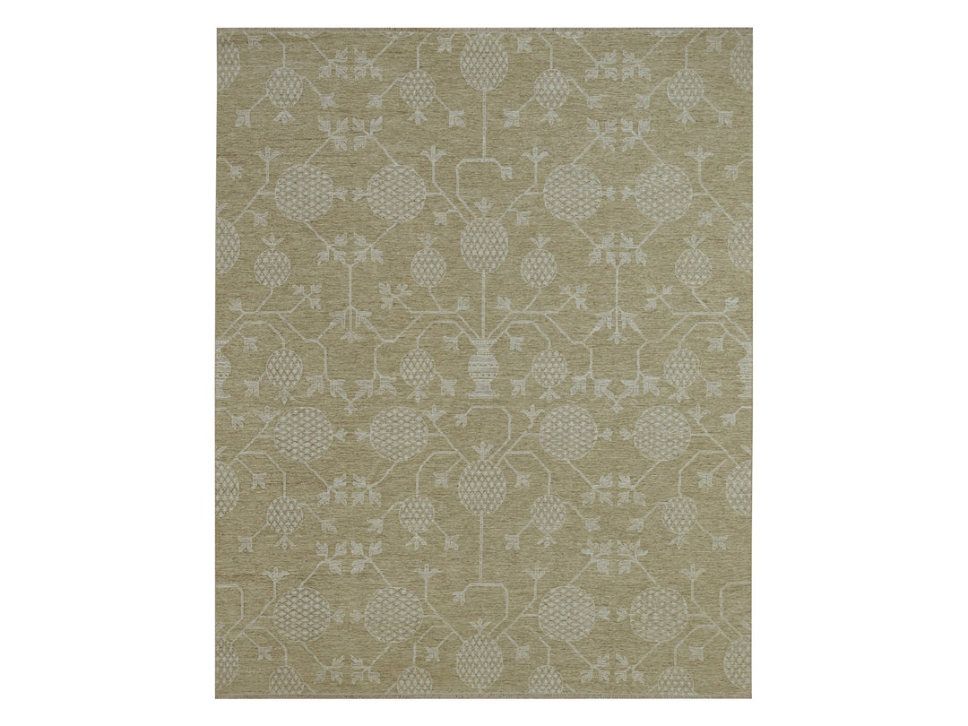 8'1" x 10'1" New Hand Knotted Brown Wool Rectangle Oriental Rug - MOA10276166