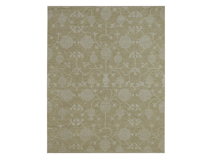 8'1" x 10'1" New Hand Knotted Brown Wool Rectangle Oriental Rug - MOA10276166