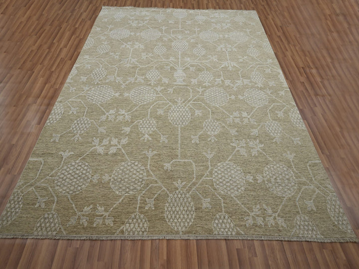 8'1" x 10'1" New Hand Knotted Brown Wool Rectangle Oriental Rug - MOA10276166