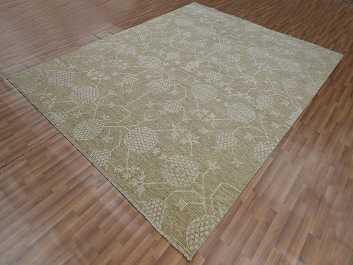 8'1" x 10'1" New Hand Knotted Brown Wool Rectangle Oriental Rug - MOA10276166