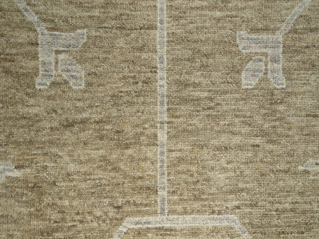 8'1" x 10'1" New Hand Knotted Brown Wool Rectangle Oriental Rug - MOA10276166