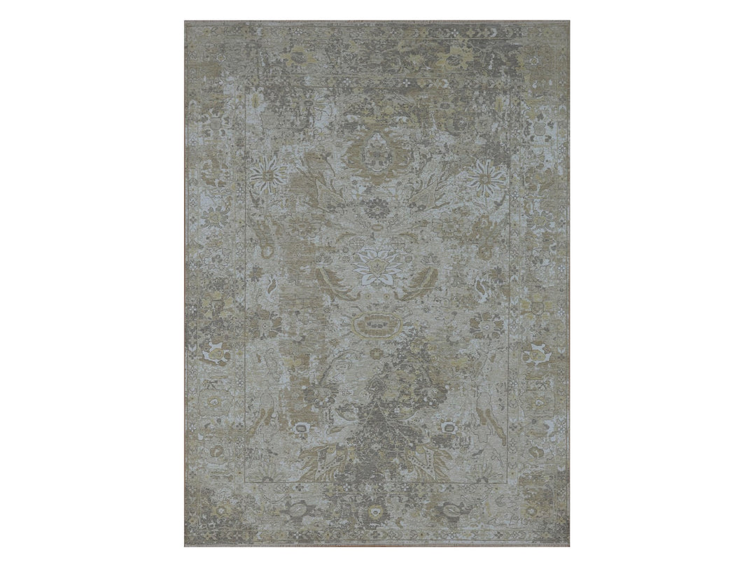 9'2" x 12'5" New Hand Knotted Grey Wool Rectangle Oriental Rug - MOA10276169