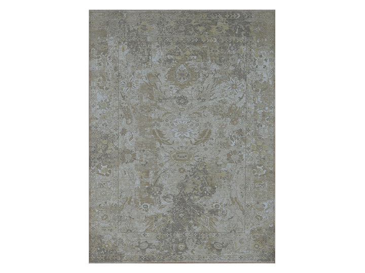 9'2" x 12'5" New Hand Knotted Grey Wool Rectangle Oriental Rug - MOA10276169