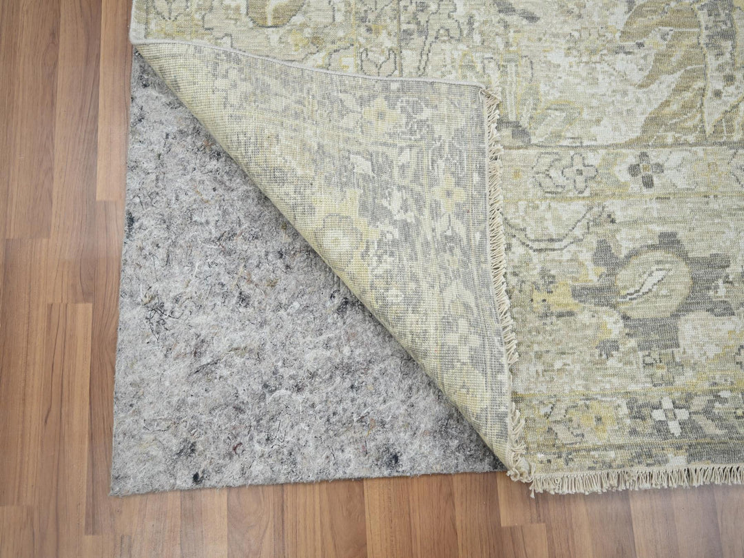 9'2" x 12'5" New Hand Knotted Grey Wool Rectangle Oriental Rug - MOA10276169