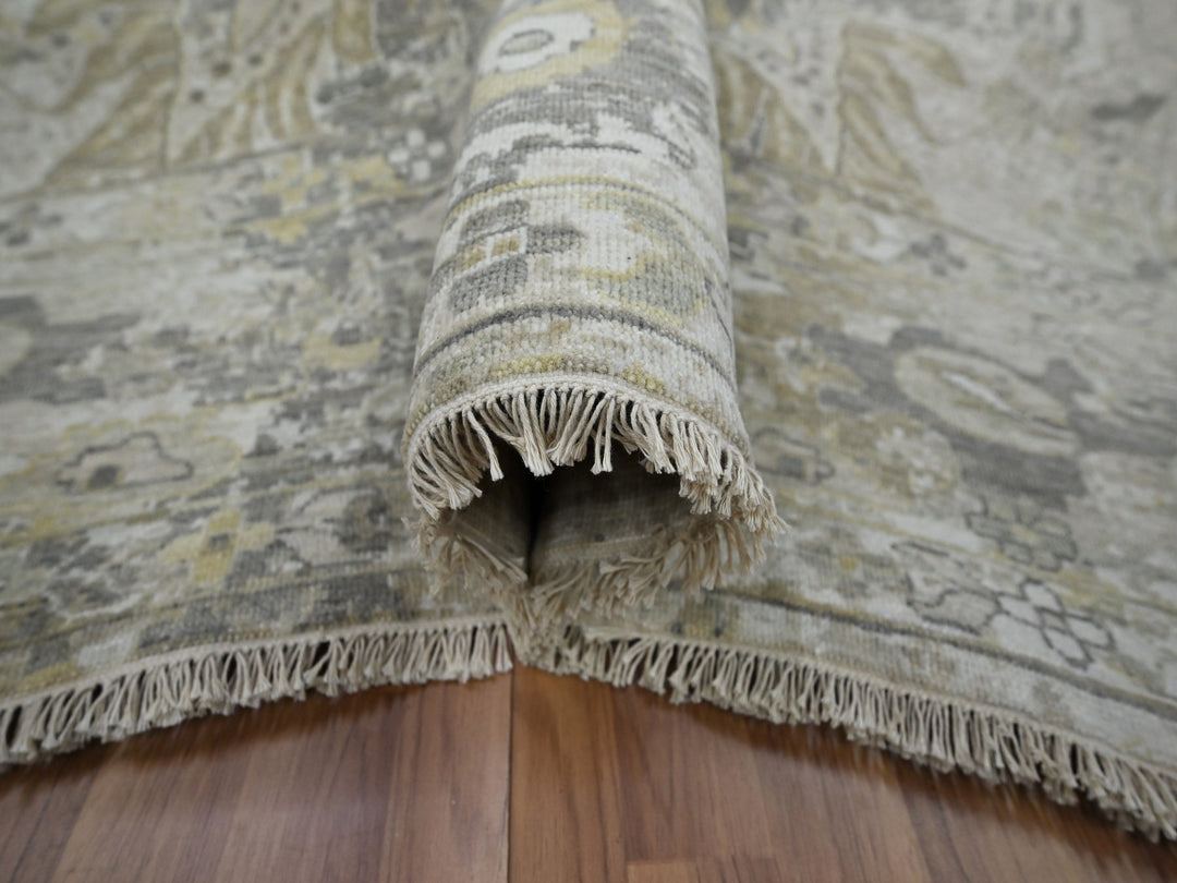 9'2" x 12'5" New Hand Knotted Grey Wool Rectangle Oriental Rug - MOA10276169