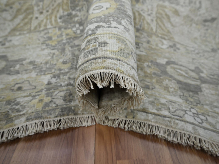 9'2" x 12'5" New Hand Knotted Grey Wool Rectangle Oriental Rug - MOA10276169