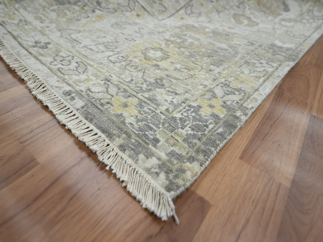 9'2" x 12'5" New Hand Knotted Grey Wool Rectangle Oriental Rug - MOA10276169