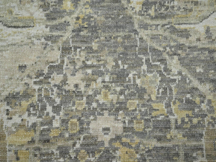 9'2" x 12'5" New Hand Knotted Grey Wool Rectangle Oriental Rug - MOA10276169