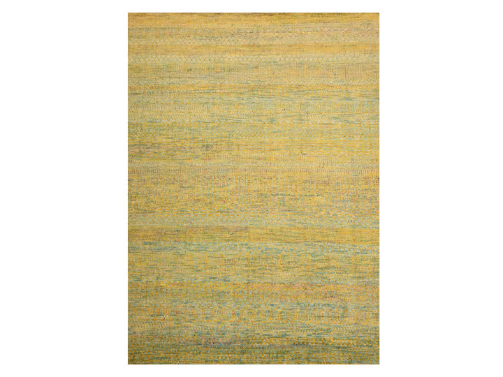 9'9" x 13'5" New Hand Knotted Yellow Wool & Sari Silk Rectangle Oriental Rug - MOA10276171