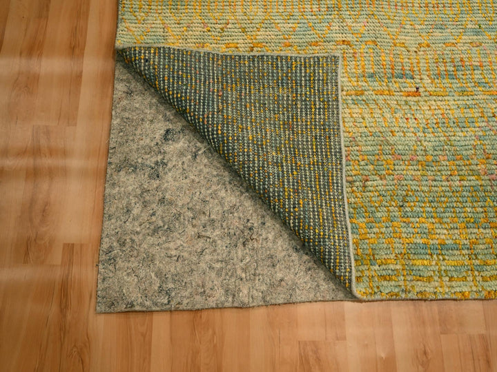 9'9" x 13'5" New Hand Knotted Yellow Wool & Sari Silk Rectangle Oriental Rug - MOA10276171