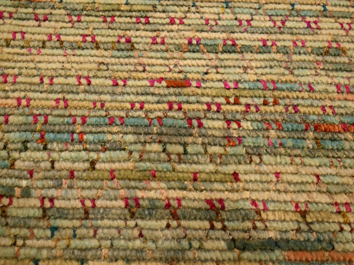 9'1" x 12'2" New Hand Knotted Beige Wool & Sari Silk Rectangle Oriental Rug - MOA10276173