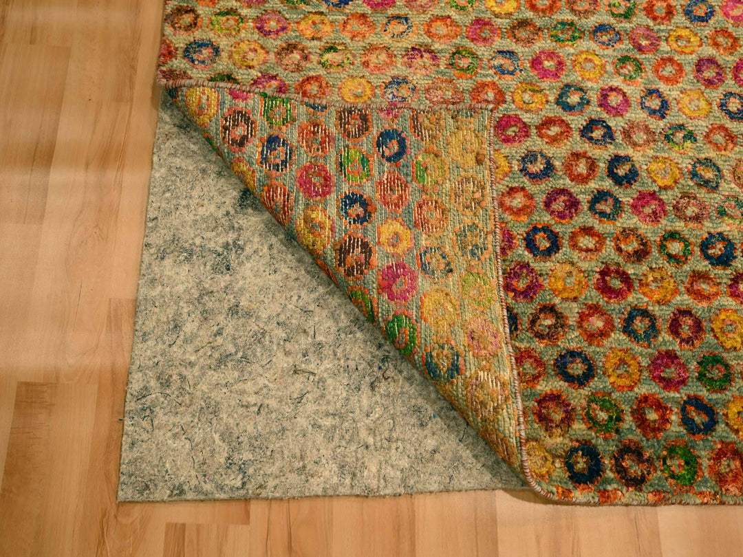 10'2" x 13'11" New Hand Knotted Yellow Wool & Sari Silk Rectangle Oriental Rug - MOA10276174