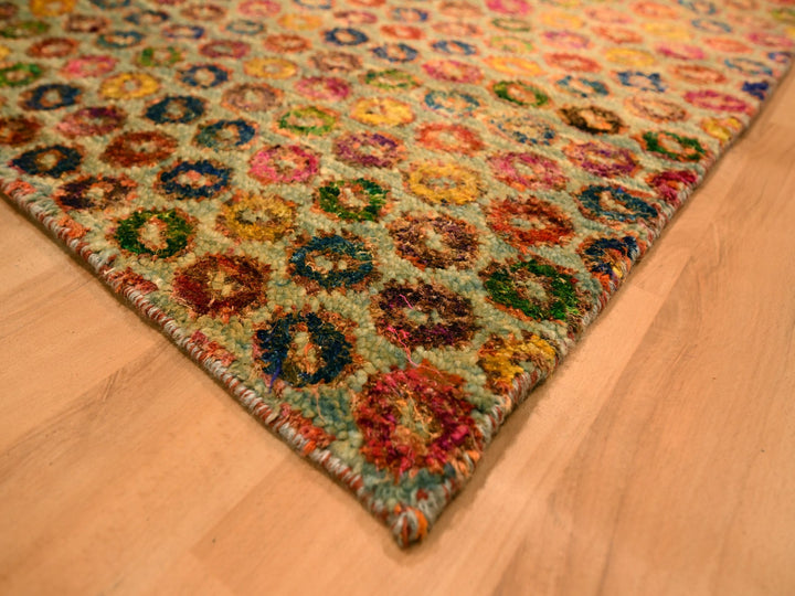 10'2" x 13'11" New Hand Knotted Yellow Wool & Sari Silk Rectangle Oriental Rug - MOA10276174