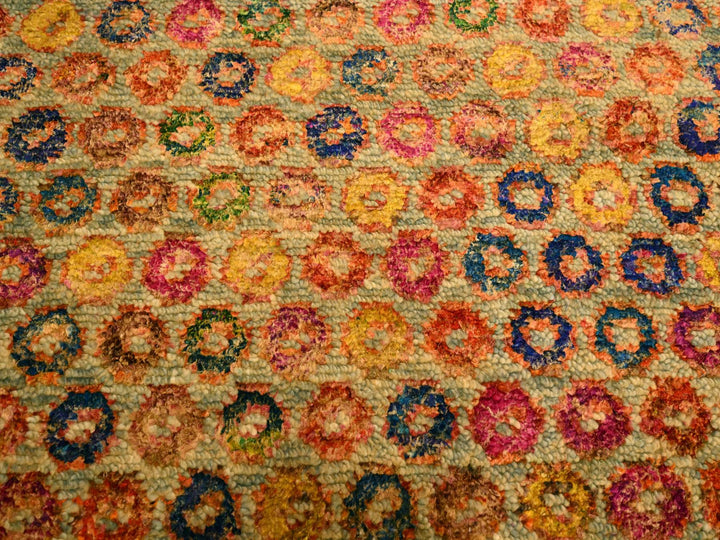 10'2" x 13'11" New Hand Knotted Yellow Wool & Sari Silk Rectangle Oriental Rug - MOA10276174