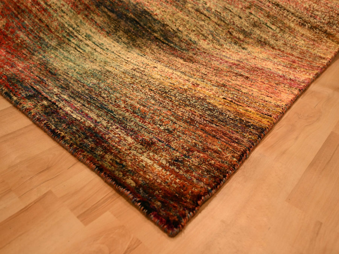 8'11" x 12'0" New Hand Knotted Yellow Sari Silk Rectangle Oriental Rug - MOA10276175