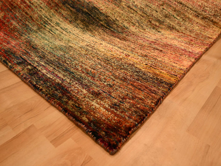 8'11" x 12'0" New Hand Knotted Yellow Sari Silk Rectangle Oriental Rug - MOA10276175