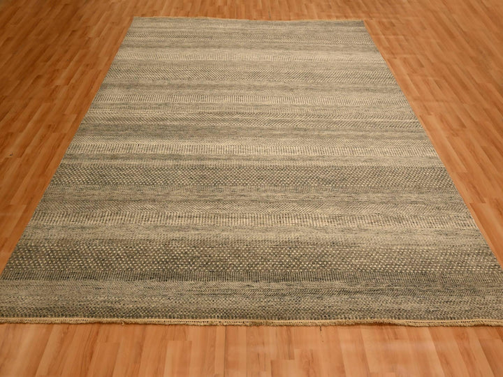 8'0" x 10'3" New Hand Knotted Grey Wool Rectangle Oriental Rug - MOA10276178