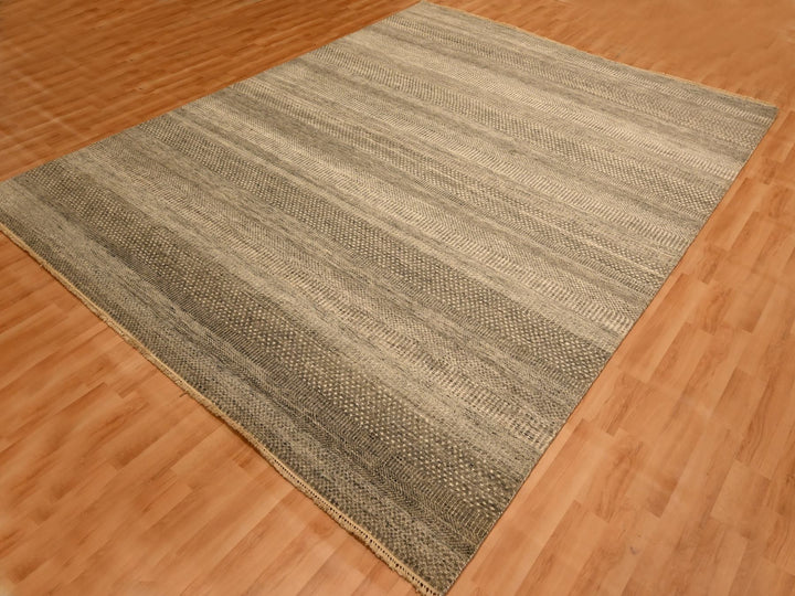 8'0" x 10'3" New Hand Knotted Grey Wool Rectangle Oriental Rug - MOA10276178