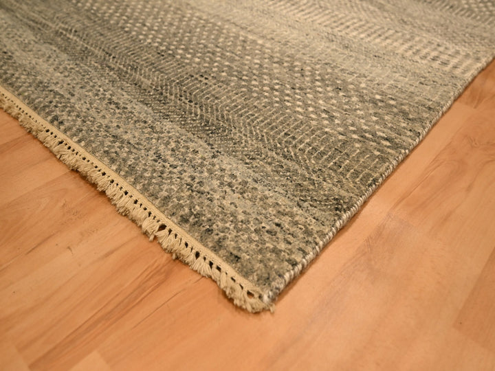 8'0" x 10'3" New Hand Knotted Grey Wool Rectangle Oriental Rug - MOA10276178