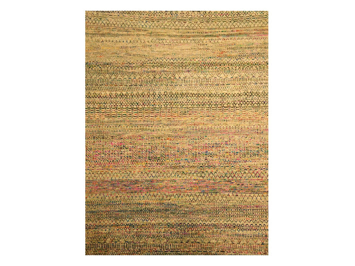 8'11" x 12'3" New Hand Knotted Brown Wool & Sari Silk Rectangle Oriental Rug - MOA10276181