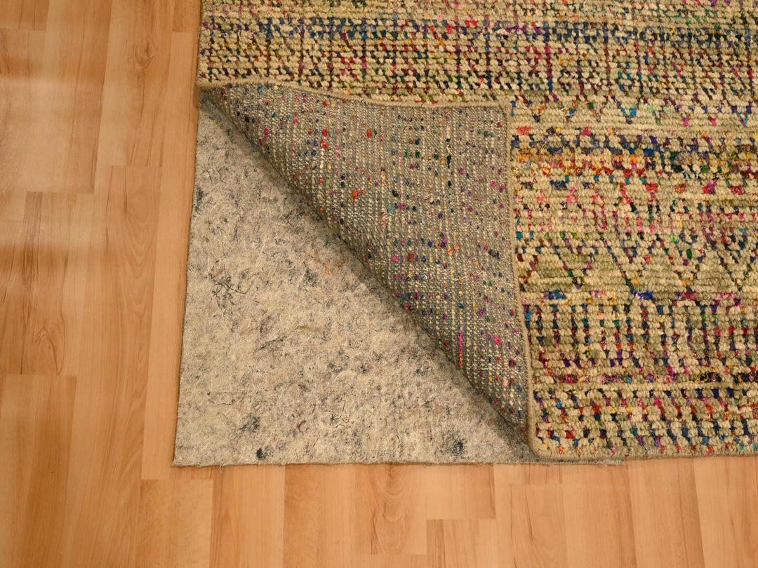8'11" x 12'3" New Hand Knotted Brown Wool & Sari Silk Rectangle Oriental Rug - MOA10276181