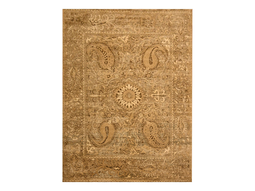 8'9" x 11'10" New Hand Knotted Brown Wool Rectangle Oriental Rug - MOA10276182