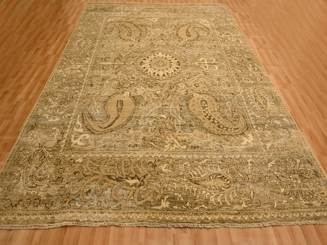 8'9" x 11'10" New Hand Knotted Brown Wool Rectangle Oriental Rug - MOA10276182