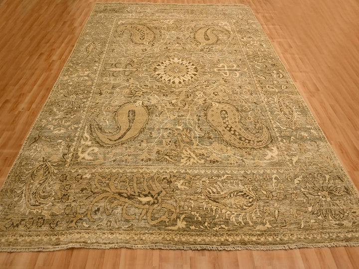8'9" x 11'10" New Hand Knotted Brown Wool Rectangle Oriental Rug - MOA10276182