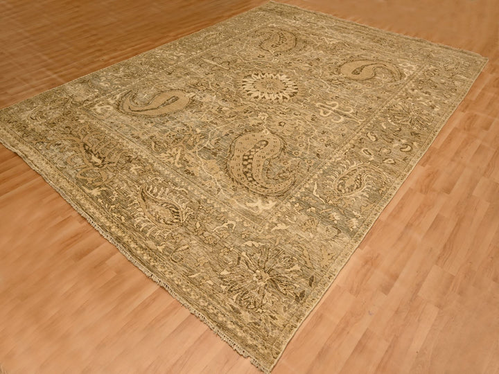 8'9" x 11'10" New Hand Knotted Brown Wool Rectangle Oriental Rug - MOA10276182
