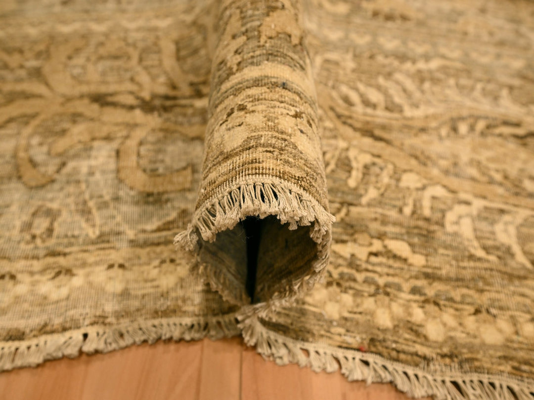 8'9" x 11'10" New Hand Knotted Brown Wool Rectangle Oriental Rug - MOA10276182