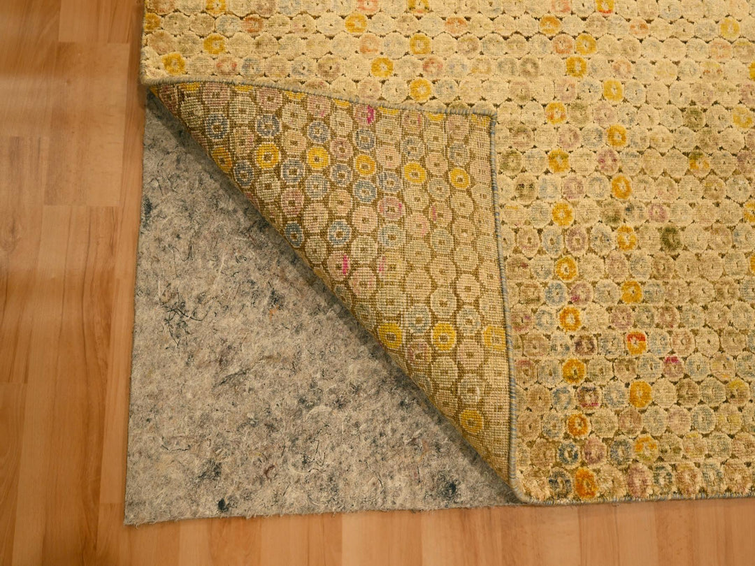8'1" x 10'1" New Hand Knotted Beige Wool & Sari Silk Rectangle Oriental Rug - MOA10276184