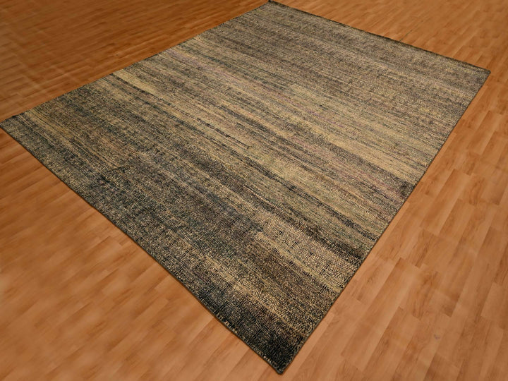 8'0" x 10'2" New Hand Knotted Brown Sari Silk Rectangle Oriental Rug - MOA10276186