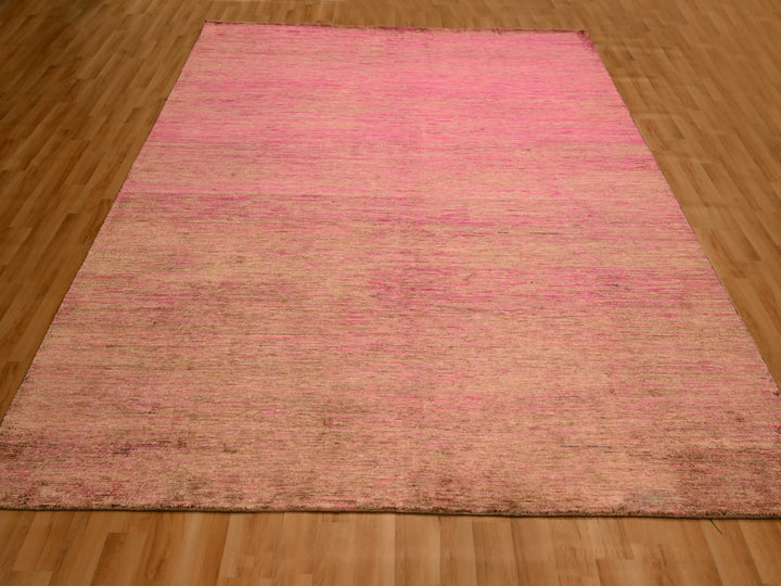 7'9" x 10'0" New Hand Knotted Pink Sari Silk Rectangle Oriental Rug - MOA10276187