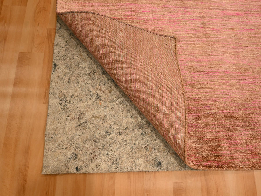 7'9" x 10'0" New Hand Knotted Pink Sari Silk Rectangle Oriental Rug - MOA10276187