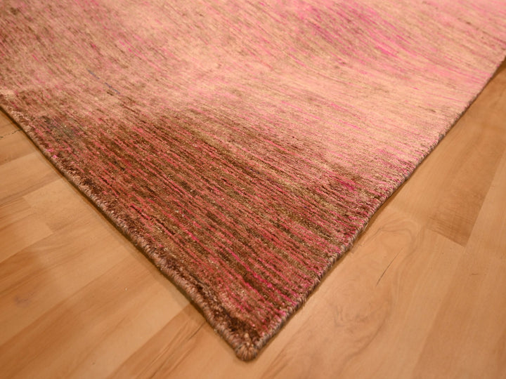 7'9" x 10'0" New Hand Knotted Pink Sari Silk Rectangle Oriental Rug - MOA10276187